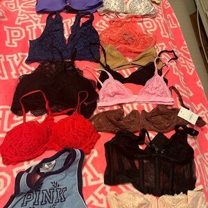 Elegant Lace Bralette Set - Red, Black, Pink